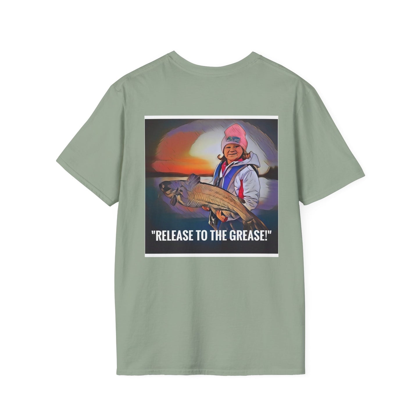 Relaxed Retreat Fishing T-Shirt - Unisex Softstyle: Release to the GREASE!