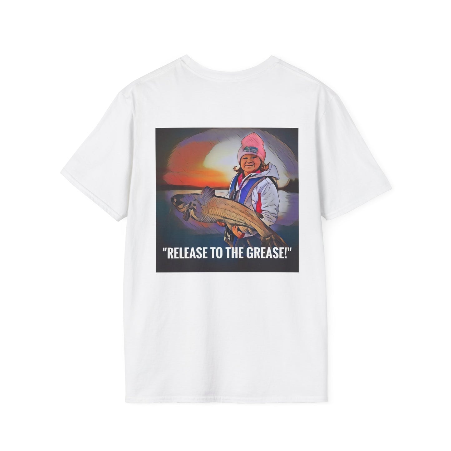 Relaxed Retreat Fishing T-Shirt - Unisex Softstyle: Release to the GREASE!