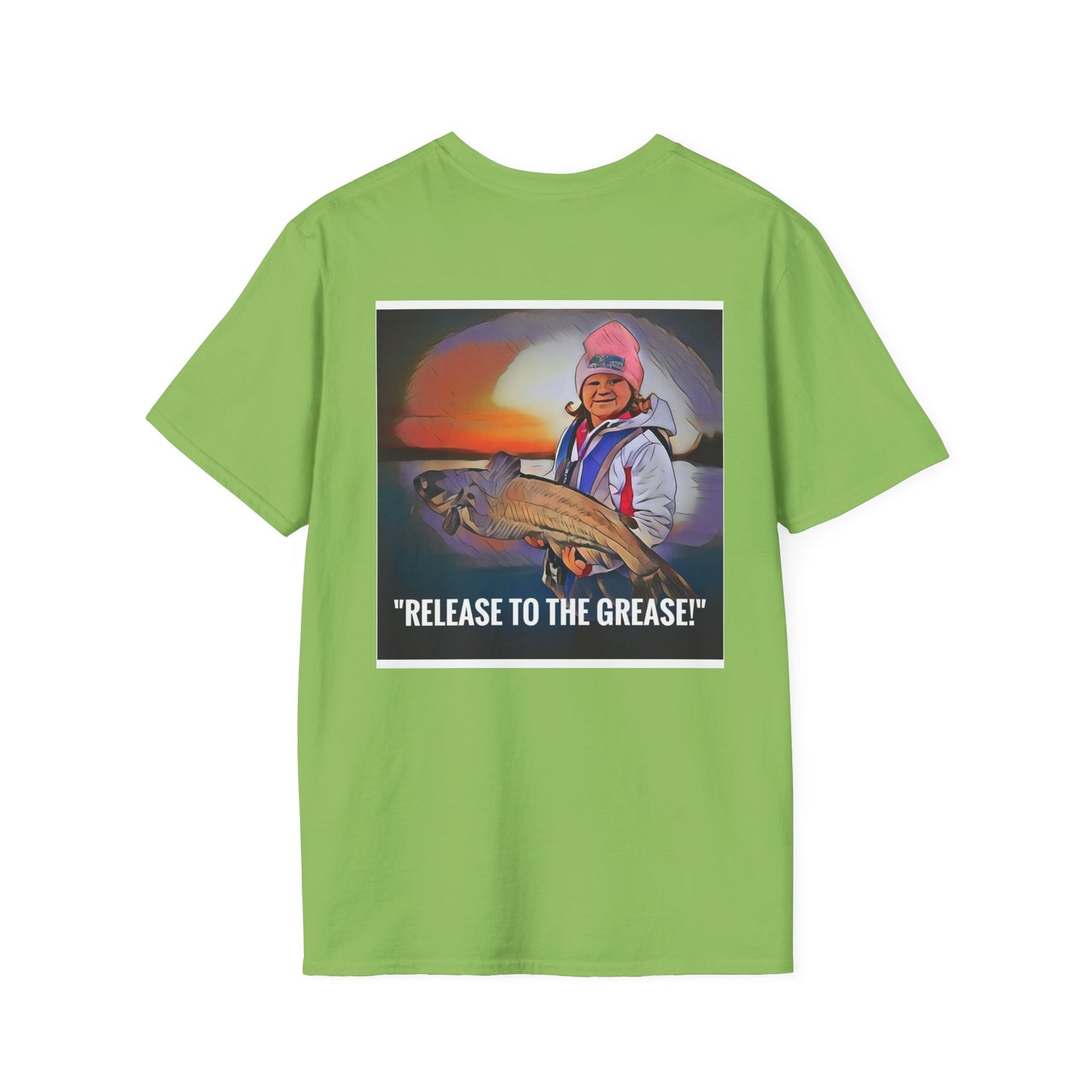 Relaxed Retreat Fishing T-Shirt - Unisex Softstyle: Release to the GREASE!